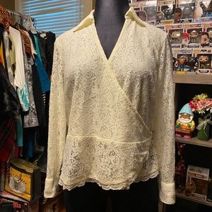 Evan-Picone lace wrap blouse. 16W.